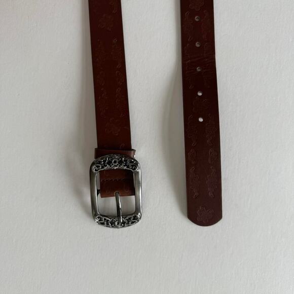 Y2K Style Brown American Western Floral Design Belt - Picture 3 of 8